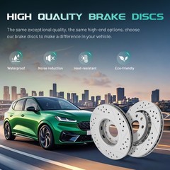 Rear Drilled Brake Rotors+Ceramic Pads for 2023 Toyota Sequoia 2022-2023 Tundra