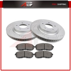 For Nissan Altima 07-13 Drilled & Slotted Front Brake Rotors + Ceramic Pads