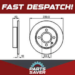 2x Brake Discs Pair Solid fits FORD COURIER 1.1 Front 91 to 95 G6A 238.8mm Set