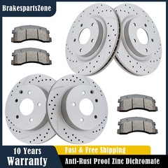 Fit for Nissan Rogue 296mm Front 292mm Rear Brake Rotors Pads Kit Slotted Brakes