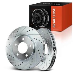 2x Front Drilled Brake Rotors for Chrysler Town & Country Dodge Grand Caravan