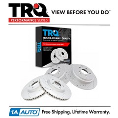 TRQ Performance Disc Brake Rotor Drilled Slotted Front & Rear Kit New