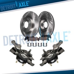 Front Steering Knuckles Hub Bearings Disc Rotors Brake Pads for Hyundai Accent
