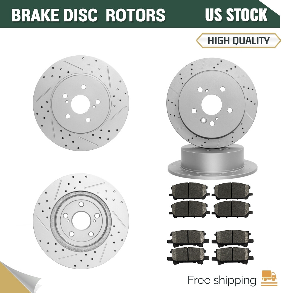 Front Rear Drilled Rotor Ceramic Brake Pad for Toyota Highlander Lexus 2006 2007