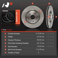 2Pcs Front Left & Right Disc Brake Rotors for Acura RDX 2019 2020-2023 L4 2.0L