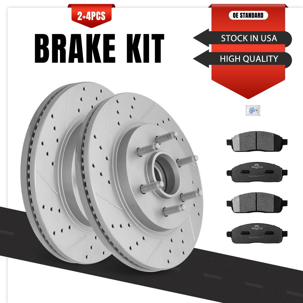 Front Rotors Ceramic Pads for 2004-2008 Lincoln Mark LT Ford F-150 RWD