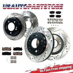 Front Rear Drilled&Slotted Rotors+Brake Pads For 2013-2017 TOYOTA Avalon Camry