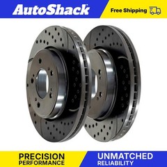 Front Drilled Coated Brake Rotors Black Pair 2 for Honda Pilot Acura MDX ZDX RLX