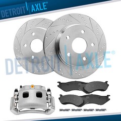 Front Drilled Rotors + Left Brake Caliper Brake Pads for Dodge Ram 1500 Durango