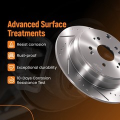 Rear Drilled Slotted Brake Rotors Ceramic Pads for Honda CR-V 2005-2016 5 Lug