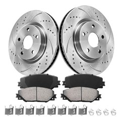 296mm Front + 281mm Rear Disc Rotors Pads Kits fits 2006 2007-2018 Toyota Rav4