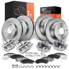 Front & Rear Disc Rotor & Ceramic Brake Pad + Brake Caliper for Chevy S10 GMC