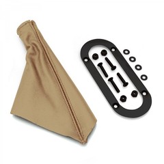 Tan Horizontal Shift or Emergency Brake Boot with Black Oval Beauty Trim Ring