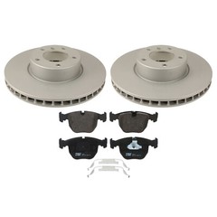 SHW OEM Front Brake Kit 324mm Rotors TRW Low-Metallic Pads for BMW E39 530i 540i