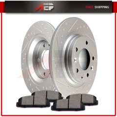 For 2003 2004 2005 Mazda 6 2.3L Rear Brake Rotors Discs & Ceramic Pads Slotted
