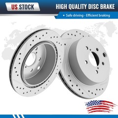 Drilled & Slotted Rear Disc Brake Rotors for 2014 – 2017 2018 Subaru Forester