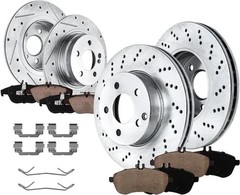 Front Rear Drilled Rotors Ceramic Brake Pads for Mercedes-Benz C230 C250 C300