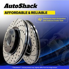 Front Drilled Slotted Brake Rotors Black Pair 2 for Mitsubishi Galant Eclipse V6