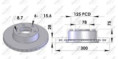 FITS- Iveco Daily MK3-6 (2006>) 300mm 33S 35C 35S 40C 45C Front Brake Disc Pad
