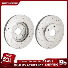 2x Front Drilled Slotted Disc Brake Rotors For 2008-2009 Honda Accord 2.4L L4