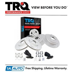 TRQ Brake Rotor Drilled & Slotted Coated Front & Rear Kit for Acura Honda