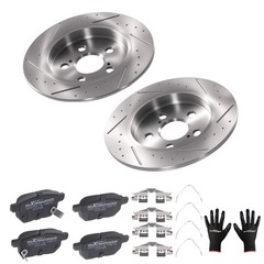 Rear Brake Rotors + Ceramic Brake Pads for Lexus CT200h Toyota Prius Plug-In