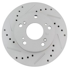 TRQ Performance Drilled & Slotted Front G-Coated Disc Brake Rotor Pair