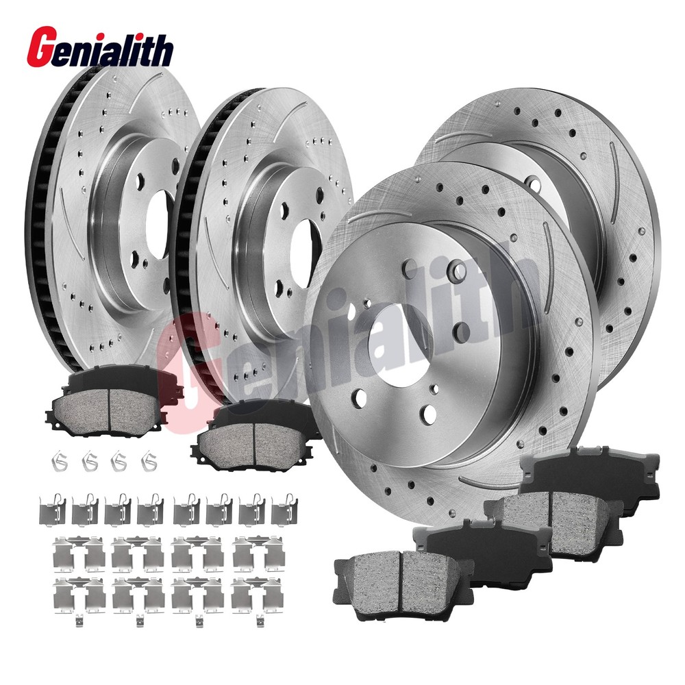 296mm Front + 281mm Rear Disc Rotors Pads Kits fits 2006 2007-2018 Toyota Rav4