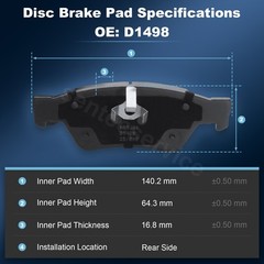 Rear Brake Rotor & Brake Pad for 2011-2020 Jeep Grand Cherokee Dodge Durango