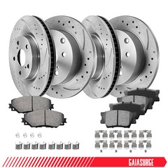 Front & Rear Drilled Slotted Rotors + Pads for 2006-2018 Toyota RAV4 2.5L 3.5L