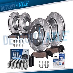 Front Rear Drilled Rotors + Brake Pads +24pc Lug Nuts w/keys for Malibu LaCrosse