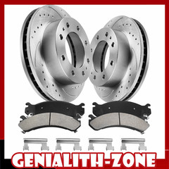 13.86 in Rear Drilled Brake Rotors + Ceramic Pads For Dodge Ram 3500 2003-2008