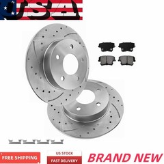 10.59” (269mm) Rear Drilled Slotted Rotors Brake Pads for Scion TC 2005-2010