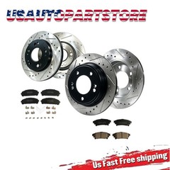 328mm Front Rear Drilled Slotted Brake Rotors Pads For 2013 2015 Lexus Rx350