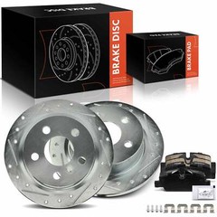 Rear Drilled Brake Rotors + Brake Pads for Mini Cooper 2015-2019 L3 1.5L L4 2.0L