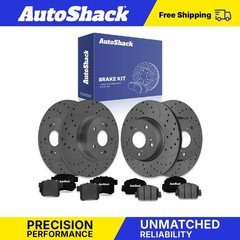 Front Rear Drilled Slotted Brake Rotors Ceramic Pads for Honda, Accord 2013-2017