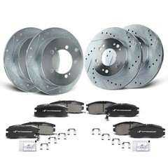 A-Premium Front & Rear Drilled Brake Rotors & Ceramic Pads for Dodge Avenger GAS