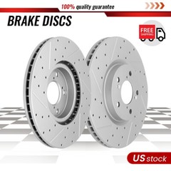 Pair 2 Front Drilled Slotted Disc Brake Rotors for Honda Pilot Acura RLX MDX ZDX