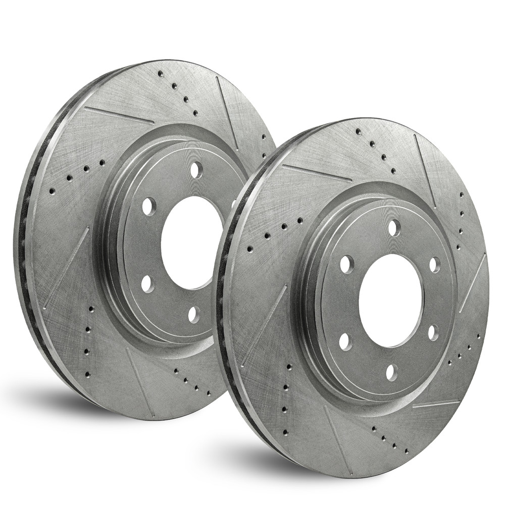 Front Zinc Drilled/Slot Brake Rotors for GMC K2500 Suburban 1995-1999