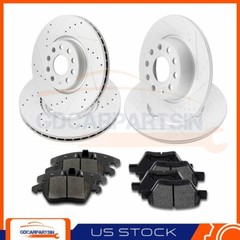 Front + Rear Brake Disc Rotors And Ceramic Pads Slotted For 2011-2014 Vw GTI