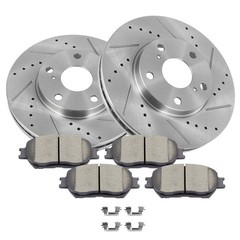 6X 2002-2006 Fits Toyota Camry 2.4L 3.0L Front Slotted Brake Rotors Ceramic Pads