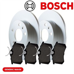 BOSCH 2x Front Brake Disc Oiled Solid + Brake Pads Service Kit Fits Renault Clio