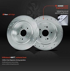 6Pcs Rear Drilled Brake Rotor & Ceramic Brake Pad for Acura TLX 2015 2016-2020