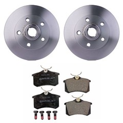 Hella Rear Rotors Low-Met Disc Brake Pad Kit For Carrodo Golf Jetta Passat AAA