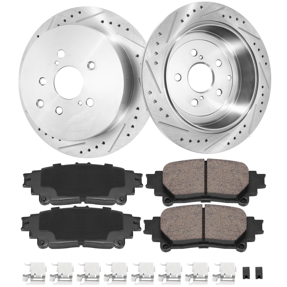 Rear Drilled Rotors Brake Pads for Toyota Sienna Highlander Lexus RX450H RX350