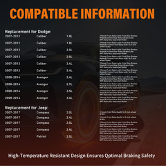 Front Rear Brake Rotors Pads for Dodge Avenger Caliber Jeep Compass Patriot