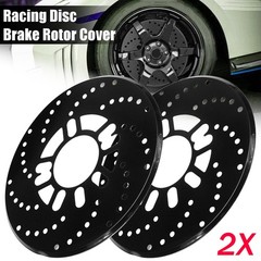 2Pcs Black Aluminium 2.95″ Car Disc Brake Cover Decorative Rotor Cross Drilled
