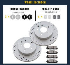 292mm Rear Brake Rotors Pads for Nissan 350Z Leaf Rogue Drilled Slotted Brakes