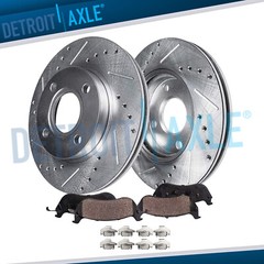 Front Drilled & Slotted Rotors + Ceramic Brake Pads for Nissan Cube Sentra Versa