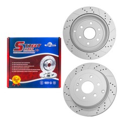 For Buick Enclave GMC Acadia Outlook Front Rear Drilled Brake Rotors +Brake Pads